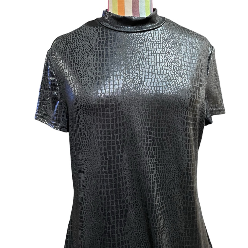 Shein Mock Neck Crocodile Embossed Bodycon Dress 0980 - Picture 3 of 7